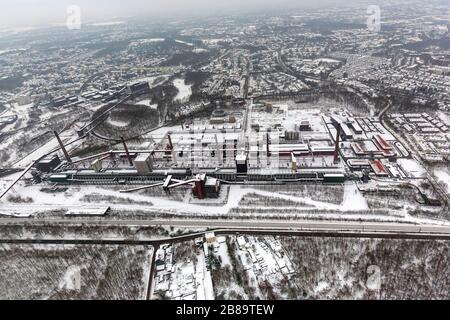 , Zollverein Kohlengruben-Industriekomplex im Winter, 18.01.2013, Luftbild, Deutschland, Nordrhein-Westfalen, Ruhrgebiet, Essen Stockfoto