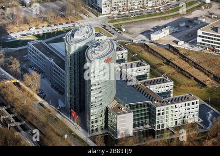 , Gebäude EON Ruhrgas Zentrale Essen, 01.02.2012, Luftbild, Deutschland, Nordrhein-Westfalen, Ruhrgebiet, Essen Stockfoto