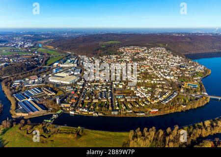 Blick auf Wetter, Ruhrgebiet und Harkortsee, 21.01.2020, Luftbild, Deutschland, Nordrhein-Westfalen, Ruhrgebiet, Wetter/Ruhrgebiet Stockfoto