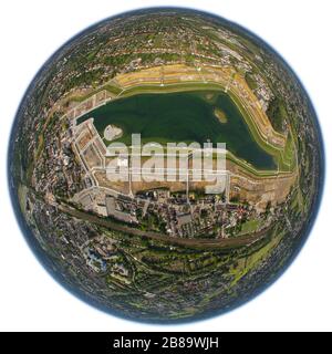 Phönixsee in Dortmund, künstlicher See auf dem Areal des ehemaligen Stahlwerks Phönix-Ost, 09.06.2009, Luftbild, Deutschland, Nordrhein- Stockfoto