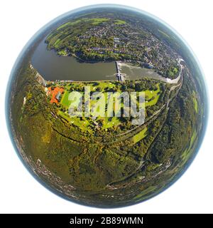 , Baldeney Lake in Essen-Werden 14.10.2011, Luftbild, Deutschland, Nordrhein-Westfalen, Ruhrgebiet, Essen Stockfoto