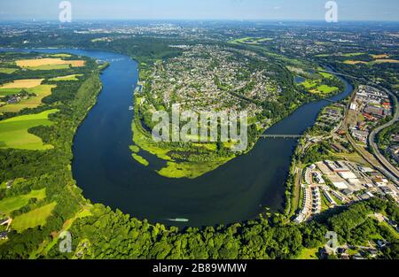 , Halbinsel Heisingen am Baldeney-See mit dem Ruhrbogen, 26.07.2015, Luftbild, Deutschland, Nordrhein-Westfalen, Ruhrgebiet, Essen Stockfoto