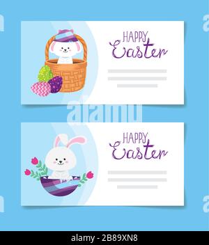 Karten von Happy easter mit Dekoration Stock Vektor