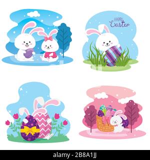 Karten von Happy easter mit Dekoration Stock Vektor