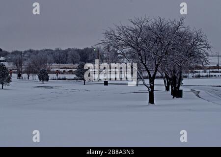 Texas Panhandle Snowfall, Canyon, Texas Stockfoto