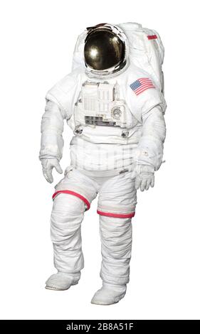 Astronaut isoliert auf weißem Hintergrund mit Clipping Path. Elemente dieses Bildes, das von der NASA eingerichtet wurde. Stockfoto