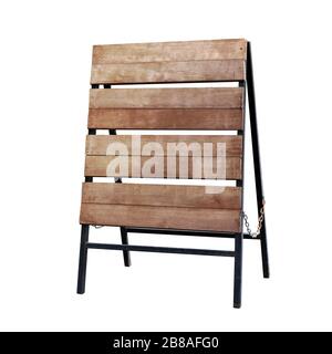 Holzstäbchen, braune Holz-Schilder-Boardböden leer leer leer für Text Text Nachricht Shop Dekoration, Stehholz Schild (isoliert auf weißer Rückseite Stockfoto
