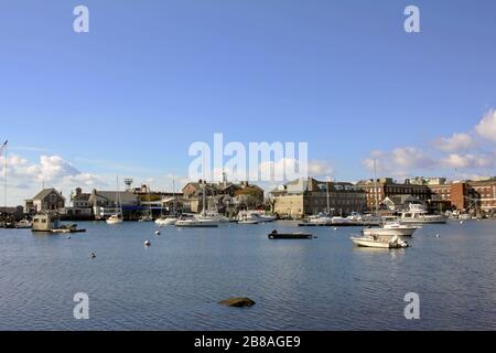 Boote in Eel Pond, Woods Hole, Massachusetts, USA Stockfoto