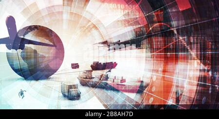 Paket Delivery System Worldwide Logistics Business Concept Stockfoto