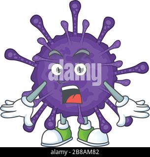 Ein Maskottchendesign von Coronavirinae, das eine überraschende Geste macht Stock Vektor