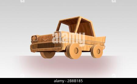 Oldtimer-Spielzeug aus Holzmaler-Illustration Stockfoto