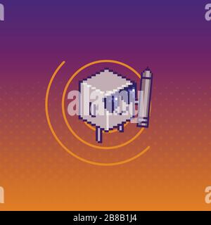 Logo mit Pixelfarbe und isoliertes Symbolvektor Stock Vektor