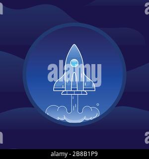 Isoliertes Bild mit raketenblauem Logo und Symbolvektor Stock Vektor