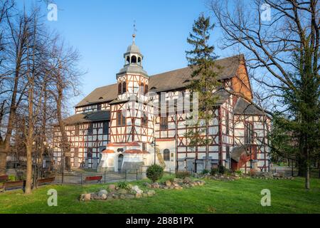 Jawor, Polen. Friedenskirche (Kosciol pokoju) - 1655 erbaute Holzfachwerkkirche Stockfoto
