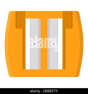 Orangefarbener Bleistiftschärfer isoliert auf weißem Hintergrund. Cartoon-Stil. Vektorgrafiken für jedes Design. Stock Vektor