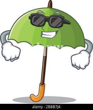 Supercool grüner Maskottchen-Charakter mit schwarzer Brille Stock Vektor