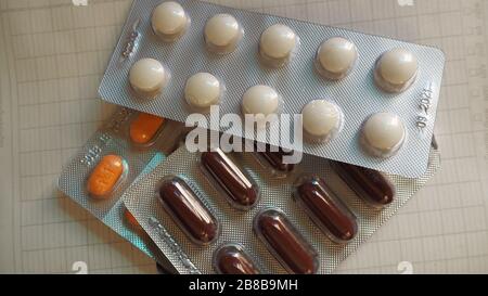 Medikamente und Pillen wie Ibuprofen nicht für Corona Stockfoto