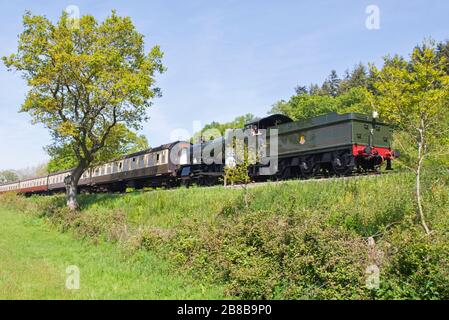 Dampflok der 7800(Manor)-Klasse "Odney Manor" auf der West Somerset Railway auf dem Weg in Richtung Crowcombe Heathfield Station, England, Großbritannien Stockfoto