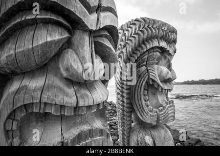 Tiki Statue, traditioneller Stutue von Hawaii Stockfoto