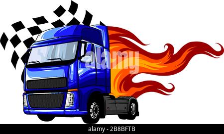 Semi Truck mit Anhänger Cartoon Vector Illustration Stock Vektor