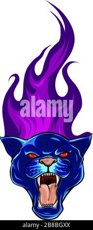 Flamme für Jaguar- oder Hugar-Raubtierkopf. Vektorgrafiken. Stock Vektor