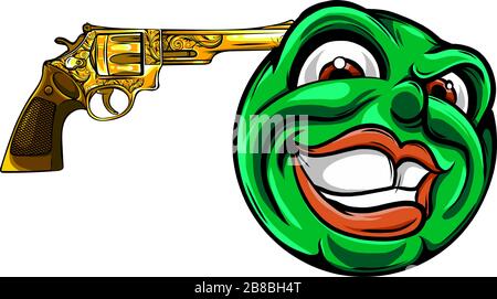 Suicide Headshot Emoticon Vector Illustration Design Art Stock Vektor