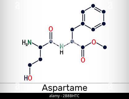 Aspartam, APM, Molekül. Zuckerersatz und E951. Strukturelle chemische Formel. Vektorgrafiken Stock Vektor