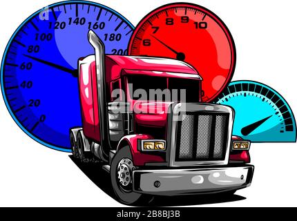 Classic American Truck. Vector Illustration mit American Flag Stock Vektor