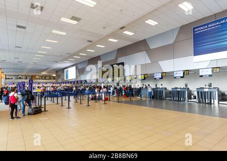 Lima, Peru - 2. Februar 2019: Terminal des Flughafens Lima (LIM) in Peru. Stockfoto