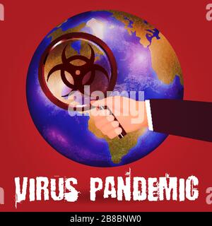 Lupe Search Virus Pandemie auf der Erde Stock Vektor