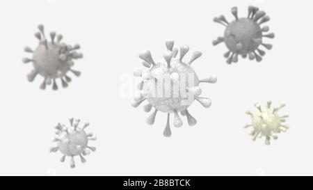 3D-Rendering einer Coronavirus Covid-19-Zelle ein Gesundheitsrisiko Ausbruch Grippe oder Grippe gefährliche pandemische Gesundheitsrisiken Stockfoto