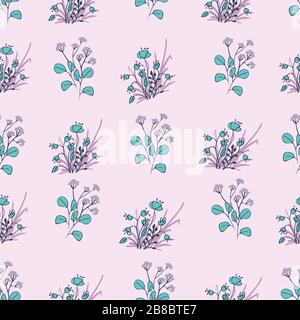 Hand gezeichnete Wildblumen nahtloses Vektormuster Stock Vektor