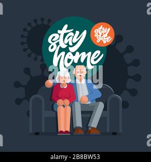 Bleiben Sie zu Hause und bleiben Sie sicher Stock Vektor