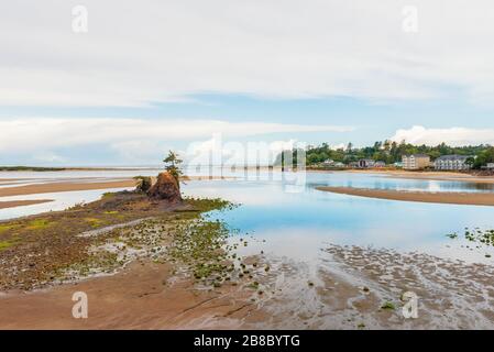 Gesteine zwischen Siletz Bay und River in Lincoln City, Oregon, USA Stockfoto