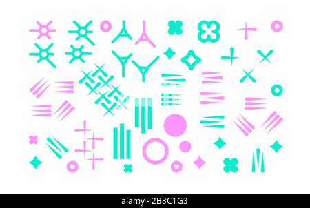 Satz von geometrischen Formen. Memphis-Design, Retro-Elemente für Web, Vintage, Werbung, Werbebanner, Plakat, Flugblatt, Plakat, Verkauf Stock Vektor