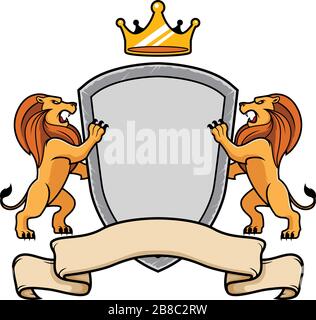 Lions Holding Shield Stock Vektor