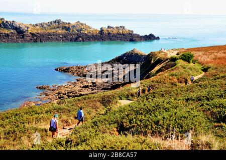 Pointe du Grouin, Smaragdküste, Cancale, Ille-et-Vilaine, Bretagne, Frankreich Stockfoto