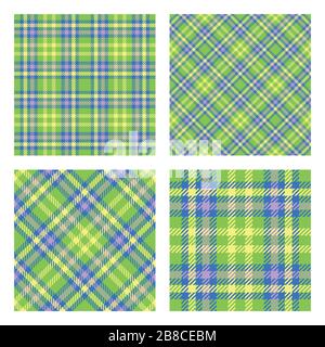 Schottischer Schottenkaro. Satz von 2 nahtlosen Mustern. Palette mit Federfarben. Vektor-enthaltene Musterfelder. Gut geeignet für Hausdekor, Textil, Umhüllung. Stock Vektor