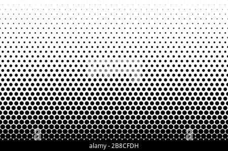 Nahtloser Halbtonvektor-Hintergrund.gefüllt mit schwarzen Kreisen. Kurze Ausblendung. 31 Figuren in der Höhe. Stock Vektor