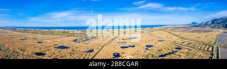 Oliva Nova, Denia Strand. Luftpanorama Foto. Valencia, Spanien, Costa del Azahar Oliva Stockfoto