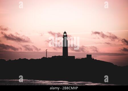 Cape Trafalgar Lighthouse im Süden Spaniens bei Twilight Sunset Stockfoto
