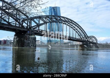 Das neue Gebäude der Europäischen Zentralbank östlich von Frankfurt am Main, Skyline, Deutschland, Europäische zentralbank Stockfoto