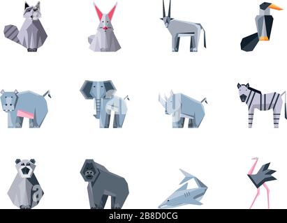 Satz von Symbolen Geometric Wild Animals Vektor Illustration Design Stock Vektor