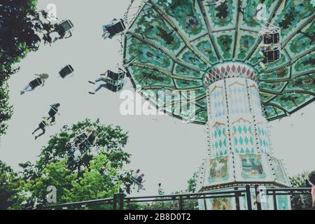 Fahrten im Jardin d'Acclimatation, Paris, Frankreich. Stockfoto