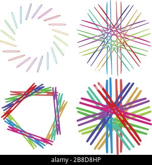 Zirkuläre und radial abstrakte Mandalas, Motive, Dekorationselemente mit Spektralfarben. Generative geometrische und abstrakte Kunstformen Stock Vektor