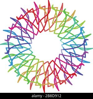 Zirkuläre und radial abstrakte Mandalas, Motive, Dekorationselemente mit Spektralfarben. Generative geometrische und abstrakte Kunstformen Stock Vektor