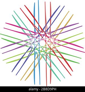 Zirkuläre und radial abstrakte Mandalas, Motive, Dekorationselemente mit Spektralfarben. Generative geometrische und abstrakte Kunstformen Stock Vektor