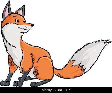 Vektorgrafiken von Cartoon-Fuchs-Clip-Kunstzeichnung isoliert auf Weiß Stock Vektor