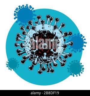 Coronavirus SARS-COV-2. Coronaviruses Krankheit COVID-19. Virus, Bakterium oder Keime Comic-Stil-Vektorgrafiken. Stock Vektor