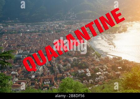 Como unter Quarantäne. Coronavirus Konzept. Stockfoto
